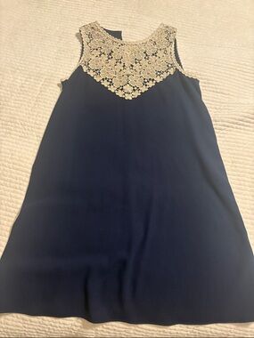 Lily Pulitzer Gold Lace Navy Sheath Dress
